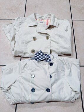 Lot of 2 Girls Trench Coats - London Fog Hooded Gingham & Cherokee Cherry Lining